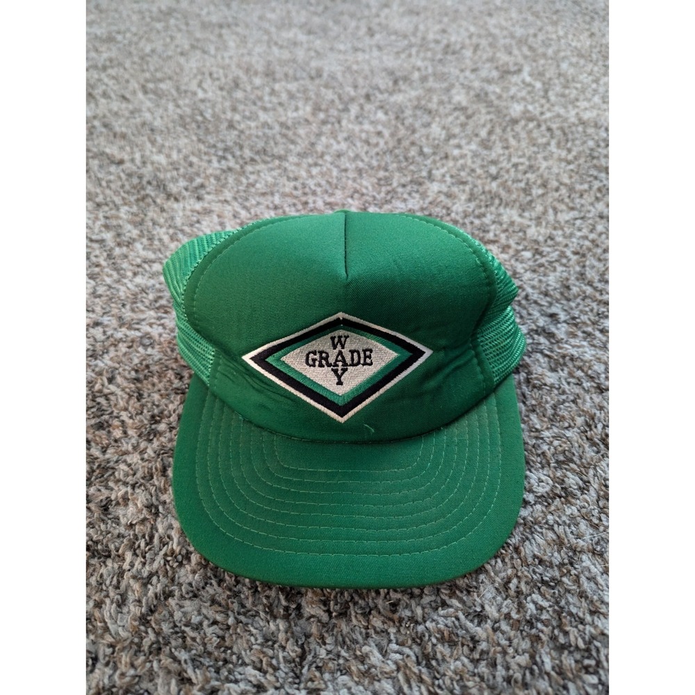 Vtg Designer Award Headwear Snapback Mesh Hat‎ Grade Way Green Trucker